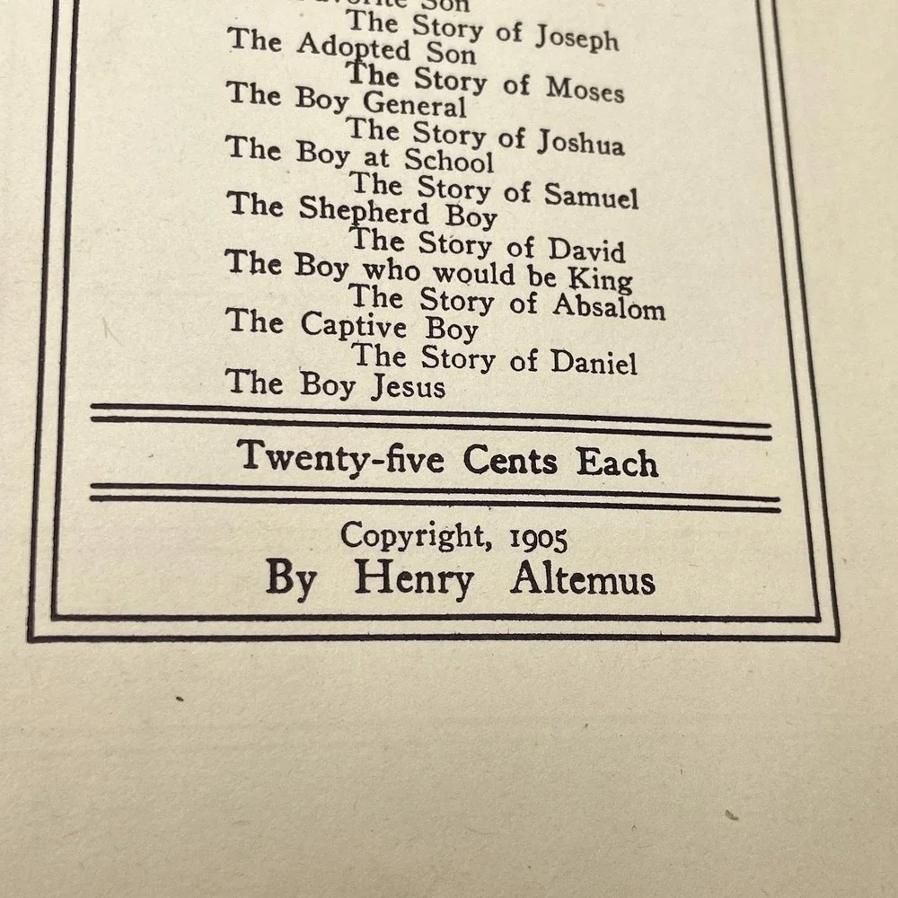 Antique 1905 Altemus Children of Bible Series The Boy Who Would Be King‎ Absalom